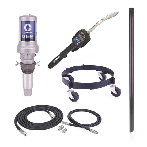Graco | 25C557 LD Series 5:1 Mobile 16 Gallon Oil Pump Package - Preset Meter, Rigid Extension, NPT