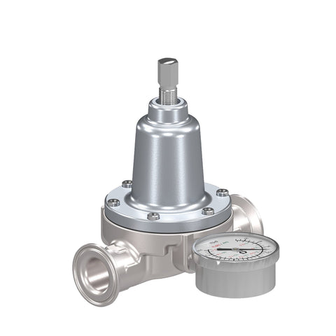 Graco | 25R488 Low Shear Fluid Back Pressure Regulator, 300 Max psi, 10 gpm Max flow rate, SST, Mechanical, high wear, sanitary inlet/outlet