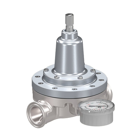 Graco | 25R647 Low Shear Fluid Back Pressure Regulator, 300 Max psi, 25 gpm Max flow rate, SST, Mechanical, high wear, sanitary inlet/outlet
