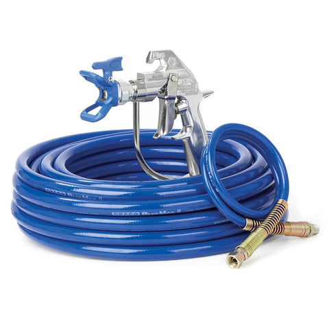 Graco | 287850 Silver Plus Airless Spray Gun, RAC X LTX 517 & 655, BlueMax II Airless Hose 3/8 in x 50 ft, BlueMax II Airless Whip Hose 1/4 in x 3 ft
