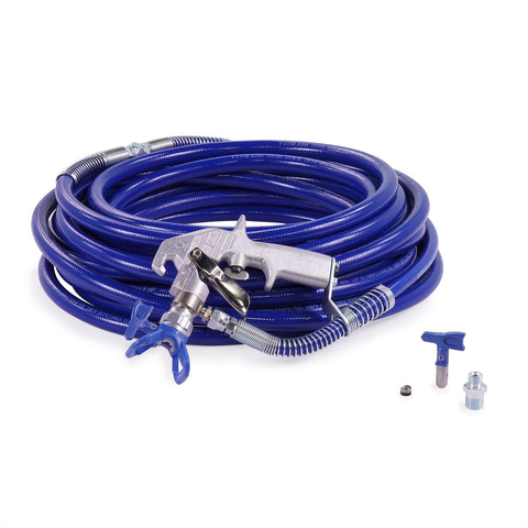 Graco | 287851 Flex Plus Airless Spray Gun, RAC X LTX 517 & 655, BlueMax II Airless Hose 3/8 in x 50 ft, BlueMax II Airless Whip Hose 1/4 in x 3 ft
