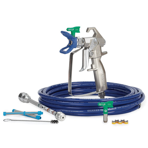 Graco | 288501 Contractor Airless Spray Gun, RAC X FF LP 210 & 312, BlueMax II Airless Hose 3/16 in x 25 ft, 10 in Extension, 2-100 Mesh Filters