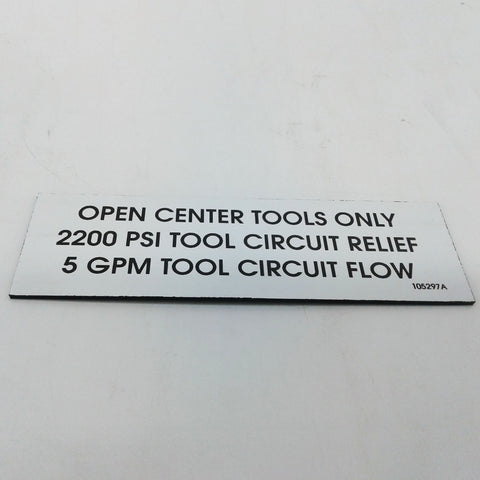 Terex : PLACARD OPEN CENTER TOOLS Part No. 105297TU