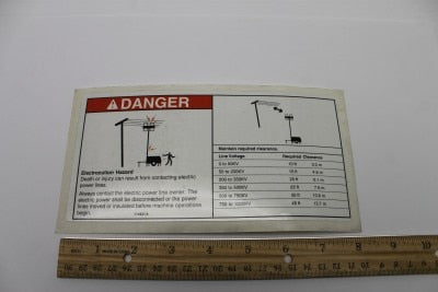 Terex : DECAL,DANGER,ELECTROCUTION HZD Part No. 114431GT