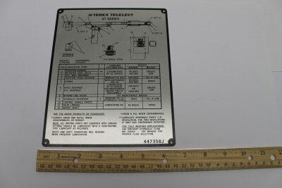 Terex : LUBE CHART ALUM ADHESIVE BACK Part No. 447358TU