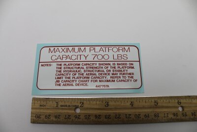 Terex : DECAL  PLATFORM 700 LBS Part No. 447767TU