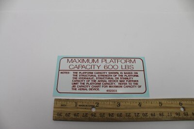 Terex : DECAL  PLATFORM 600 LBS Part No. 452303TU