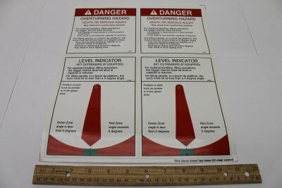 Terex : DECAL SHEET LVL INDICATOR DD Part No. 472256TU