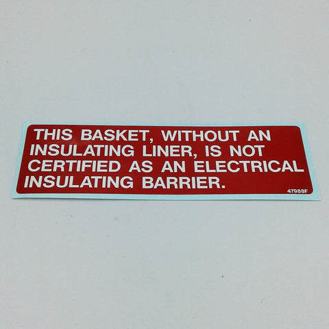Terex : DECAL W/O LINER=NOT CERTIFIED D/L Part No. 47988TU