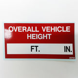 Terex : DECAL OVERALL VEHICLE HEIGHT Part No. 95755TU