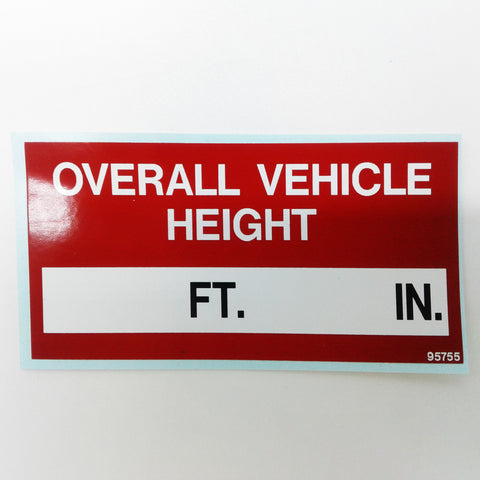 Terex : DECAL OVERALL VEHICLE HEIGHT Part No. 95755TU